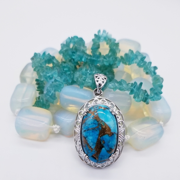 Matrix Turquoise, Paraiba Necklace. - Picture 1 of 3